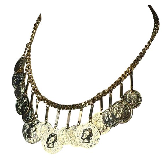 Rare Vtg Alexander the Great Francaise Republique Gold Tone Coin Necklace - Picture 2 of 6